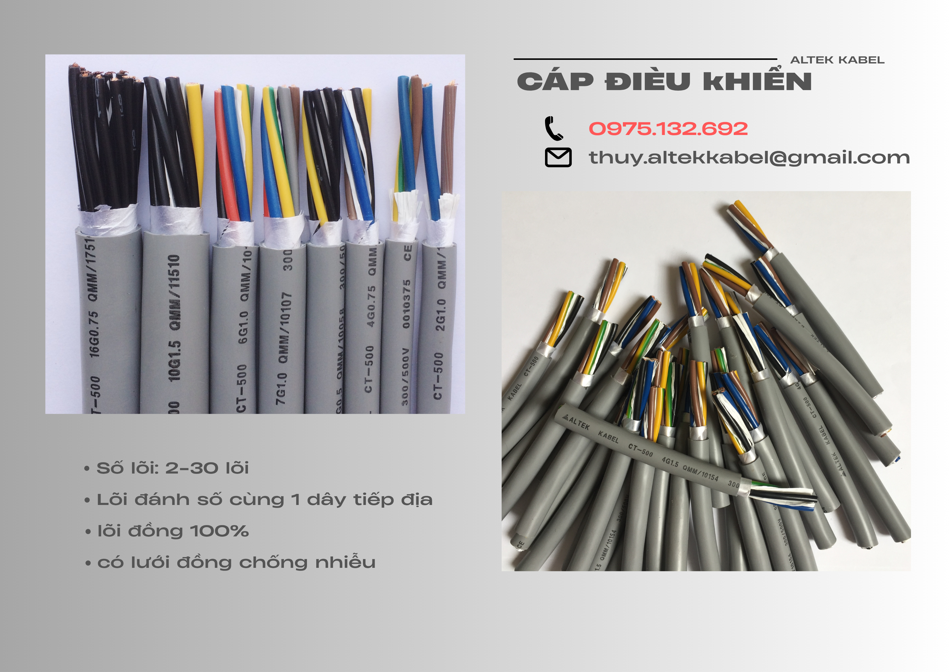 Dây cáp điều khiển có lưới chống nhiễu RVVP Altek Kabel